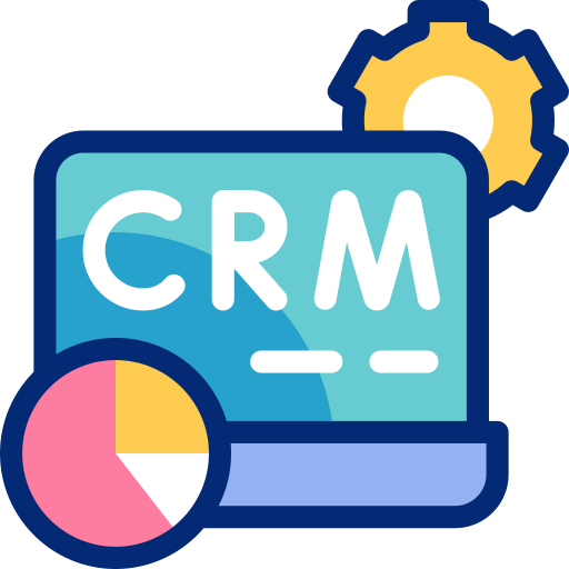 CRM dashboard interface with analytics and settings