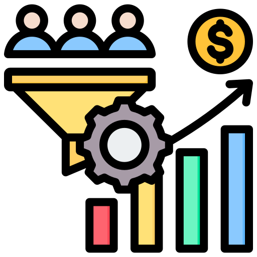 Optimized sales funnel and revenue growth icon